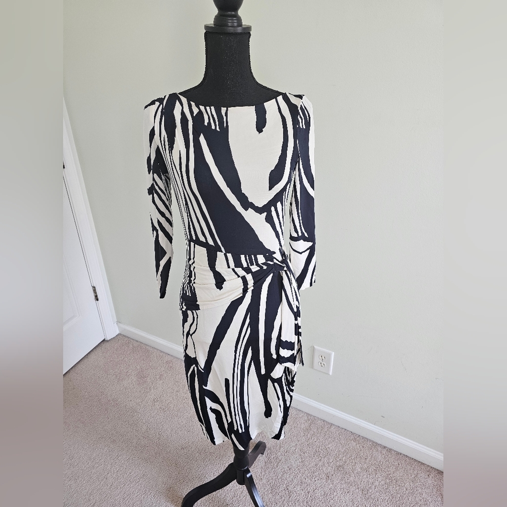 Caché Elegant Black and White Women's Dress - Sz 8